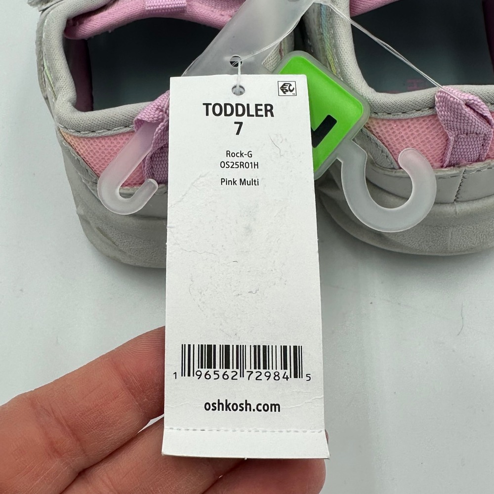 OshKosh B'gosh Toddler Sneakers Sandal Shoes Pink Rainbow Sz 7 M Glitter Easy-on - Picture 10 of 12